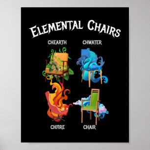 Poster Chaises Élémentaires Feu Terre