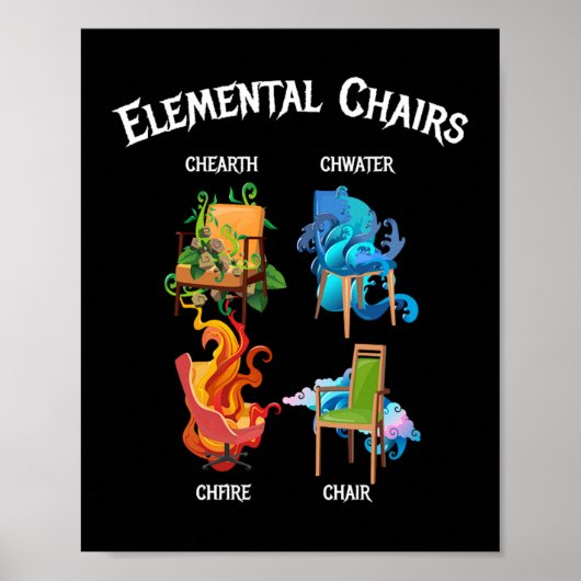 Poster Chaises Élémentaires Feu Terre (Devant)