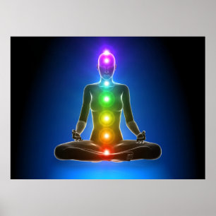 Poster chakra, sept chakras, système énergétique,