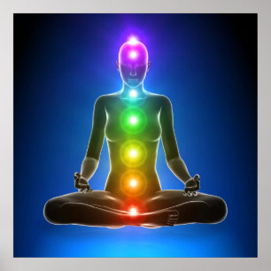 Poster chakra, sept chakras, système énergétique,