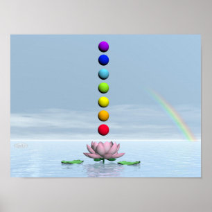 Poster Chakras and rainbow - 3D render