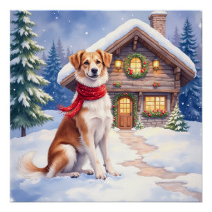 Poster Chalet alpin Appenzeller Sennenhund aquarelle