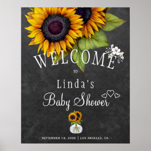 Poster Chalet de tournesol baby shower d'automne