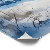 Poster Chalet neigeux Aquarelle Peinture Art (Coin)