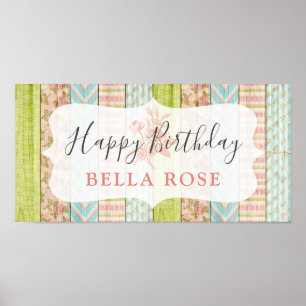 Poster Chalet rose rose rose rose bébé fille Joyeux anniv