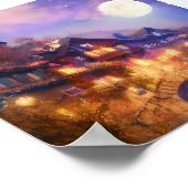 Poster Chalet suisse et lune (Coin)