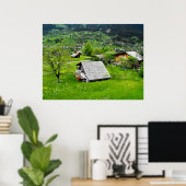 Poster Chalets dans une vallée alpine en Suisse (Bureau à domicile)