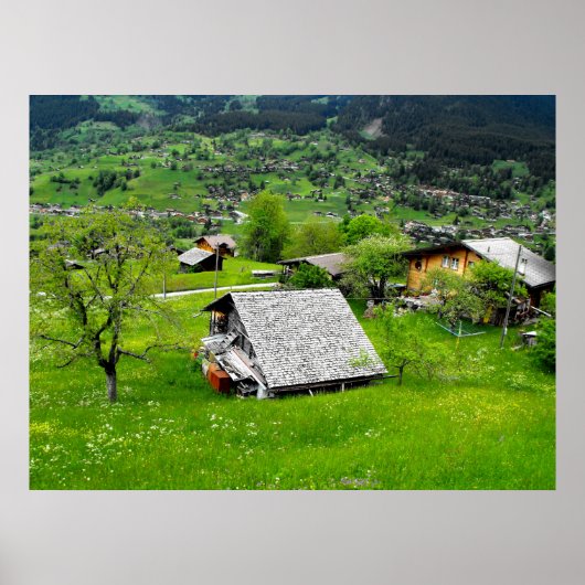 Poster Chalets dans une vallée alpine en Suisse (Devant)