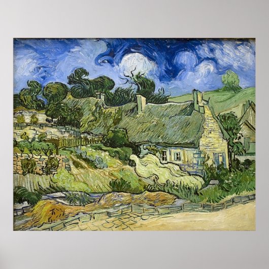 Poster Chalets de Van Gogh à Cordeville (1890) (Devant)