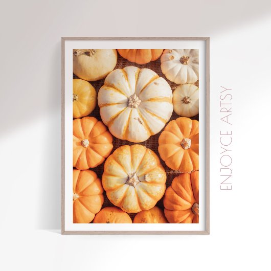 Poster Chaleureux automne citrouille photo ferme art mur