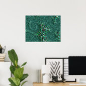 Poster Chaleureux Humide Turquoise Posé Octopus Fractal A (Bureau à domicile)