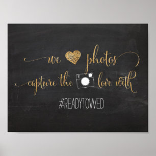 Poster Chalk and Glitter Wedding Hash Tag Sign