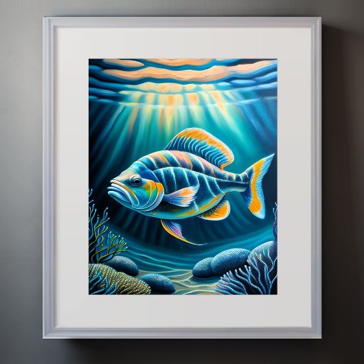 Poster Chalk coloré Dessin Reef Poisson III
