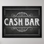 Poster Chalk Style CASH BAR Sign Print (Devant)