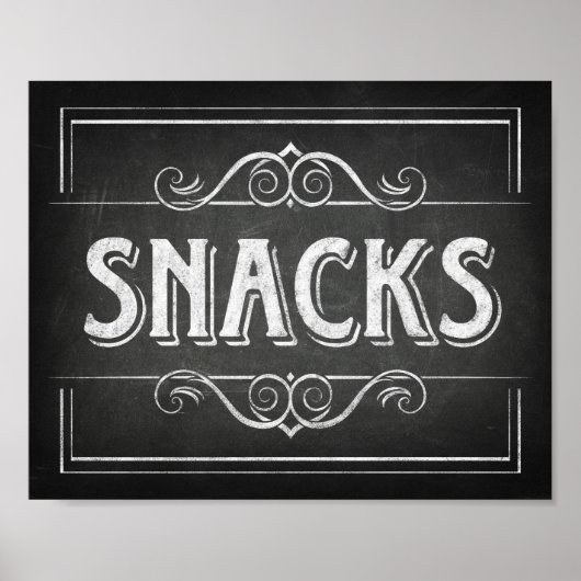 Poster Chalk Style SNACKS Sign Print (Devant)