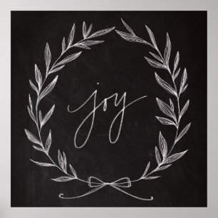 Poster Chalkboard Art - Joy Wreath
