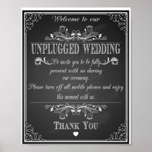 Poster Chalkboard Bienvenue sur notre mariage non branché
