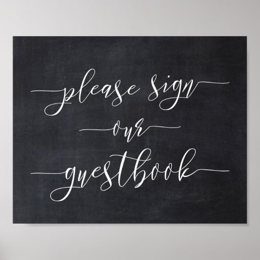 Poster Chalkboard Calligraphy Mariage Signer Notre Livre  (Devant)