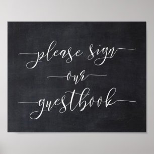 Poster Chalkboard Calligraphy Wedding Sign Our Guest Book