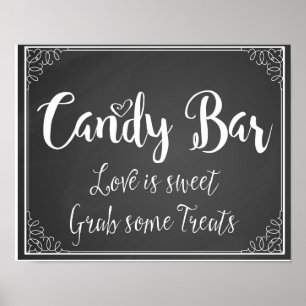 Poster chalkboard Candy Bar Love is sweet wedding print