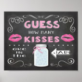 Poster Chalkboard Devinez combien d'affiches de baisers (Devant)