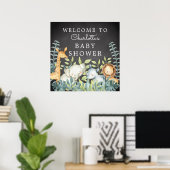 Poster Chalkboard Jungle Animaux Baby shower Bienvenue (Bureau à domicile)