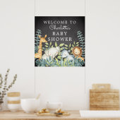Poster Chalkboard Jungle Animaux Baby shower Bienvenue (Cuisine)