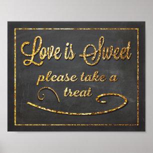 Poster Chalkboard Love is Sweet Favor Mariage Sign