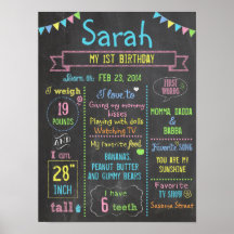 Chalkboard Party personnalisé 1er anniversaire pos