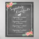 Poster Chalkboard Signature Boisson Menu avec motif Horse<br><div class="desc">Chalkboard Signature Drink Menu avec roses d'aquarelle rouge et un motif de cheval.</div>