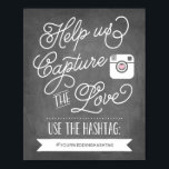 Poster Chalkboard Social Media Hashtag | Décor Mariage<br><div class="desc">Le mot-clic Chalkboard s'affiche bien pour de nombreuses occasions comme des mariages,  des fiançailles,  des douches nuptiales,  des baby showers. Utilisez votre propre hashtag dans cette affiche personnalisée. Vous pouvez changer la taille et il est génial de cadrer.</div>