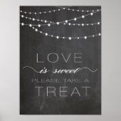 Poster Chalkboard string lights LOVE is Sweet Sign (Devant)
