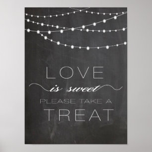 Poster Chalkboard string lights LOVE is Sweet Sign