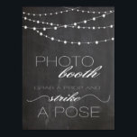 Poster Chalkboard string lights Photo booth mariage signe<br><div class="desc">Affiche de l'arrière - plan de tableau noir avec le panneau Mariage "Attrapez une prothèse et posez une pose". Ajoutez une touche spéciale à votre mariage,  plus de signes mariages dans notre boutique ! http://www.zazzle.co.uk/designbyredline</div>