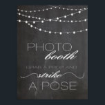 Poster Chalkboard string lights Photo booth mariage signe<br><div class="desc">Affiche de l'arrière - plan de tableau noir avec le panneau Mariage "Attrapez une prothèse et posez une pose". Ajoutez une touche spéciale à votre mariage,  plus de signes mariages dans notre boutique ! http://www.zazzle.co.uk/designbyredline</div>