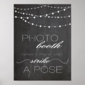 Poster Chalkboard string lights Photo booth mariage signe (Devant)