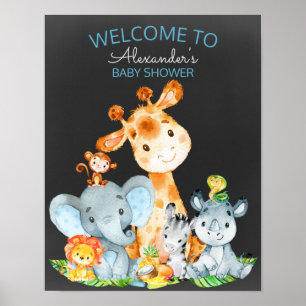 Poster Chalkboard Watercol Cute Safari Jungle Baby shower