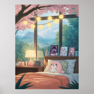 Poster Chambre Anime Cosy Fleur de Cerisier Kawaii Anime
