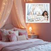Poster Chambre Bleue Hiver Cosy Ado Noir Fille et Chiot