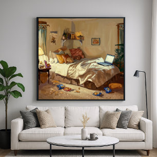 Poster Chambre Confortable Mess - Style Peinture Art Inté