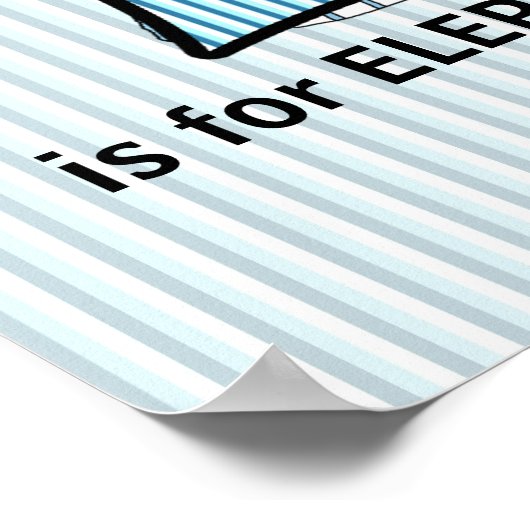 Poster Chambre de bébé E éléphant bleu monogrammé (Coin)