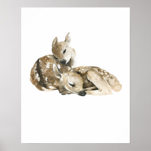 Poster Chambre de bébé faon au cerf aquarelle