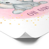 Poster Chambre de bébé fille fleurs rose aquarelle élépha (Coin)