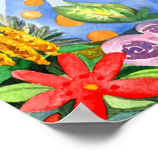 Poster Chambre de bébé garçon jungle aquarelle dinosaure (Coin)