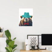 Poster Chambre de bébé mignonne et drôle avec un ours pou (Bureau à domicile)