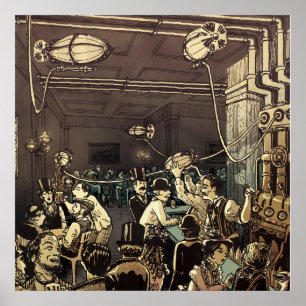 Poster Chambre de bière anglaise de ville de vapeur