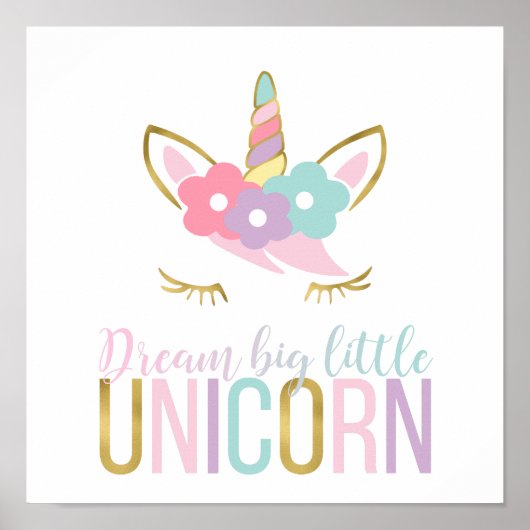 Poster Chambre de fille licorne dorée (Devant)