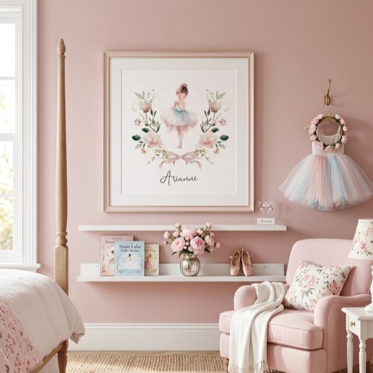 Poster Chambre de filles de danseuse de ballet à l'aquare