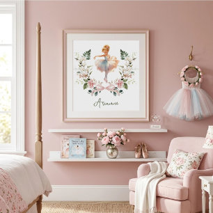 Poster Chambre de filles de danseuse de ballet à l'aquare