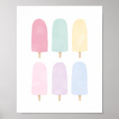 Poster Chambre de Filles Pastel Aquarelle Popsicle (Devant)